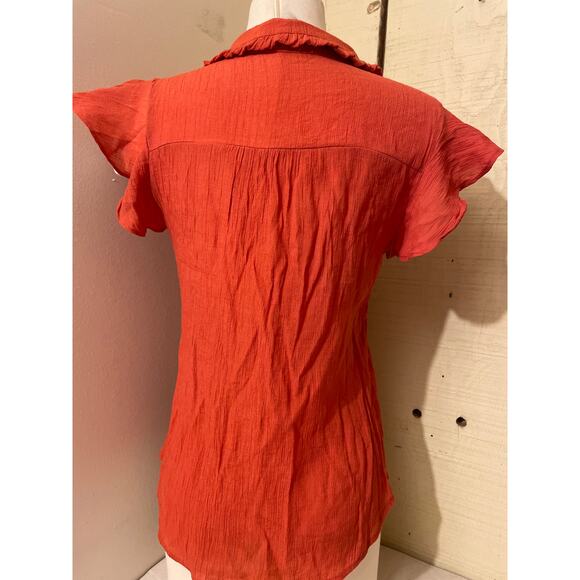 Sweet Wanderer Women's Size Large Button Down Blouse Short Sleeve - Picture 3 of 7